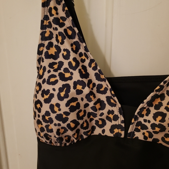 Two Piece Black and Animal Print Swim Suit - Picture 4 of 14